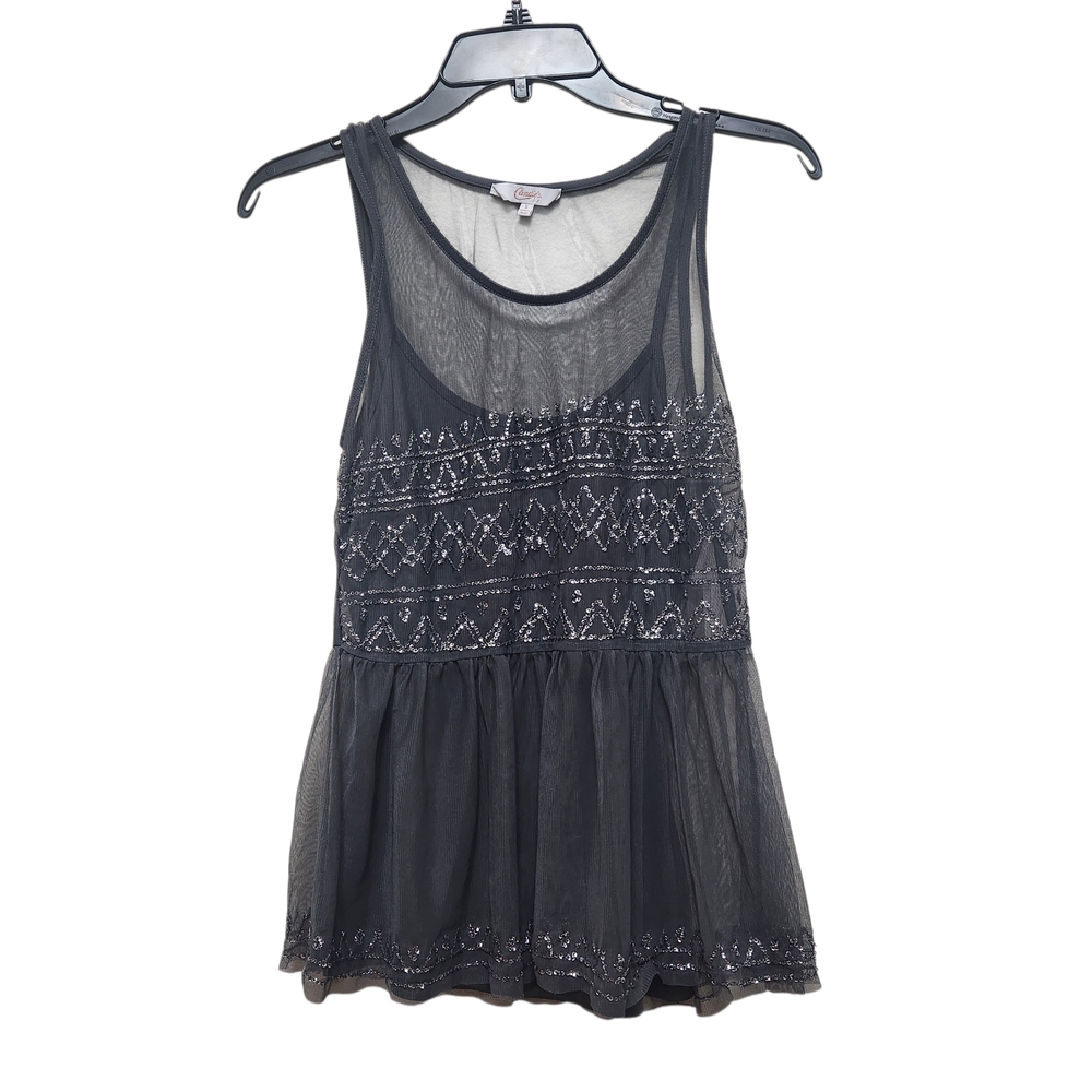 Y2K Candies Babydoll Tank Top Sz S Sheer Sequin Glitter Party Coquette